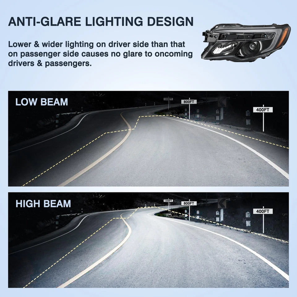 For 2016-2021 Honda Pilot/17-20 Ridgeline Halogen w/o LED DRL Headlights 2PIN