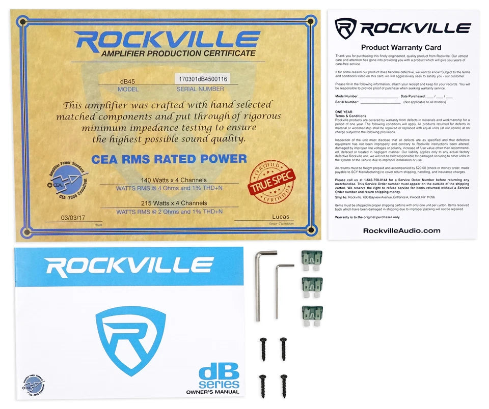 Rockville dB45 3200 Watt/800w RMS 4 Channel Amplifier Car Stereo Amp, Loud!!