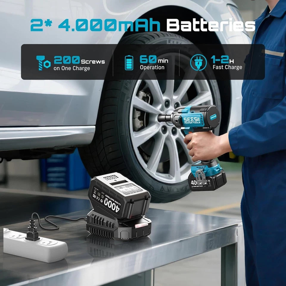 Seesii Auxiliary Handle Cordless Impact Wrench 1600 N·m 1/2 in Brushless Driver