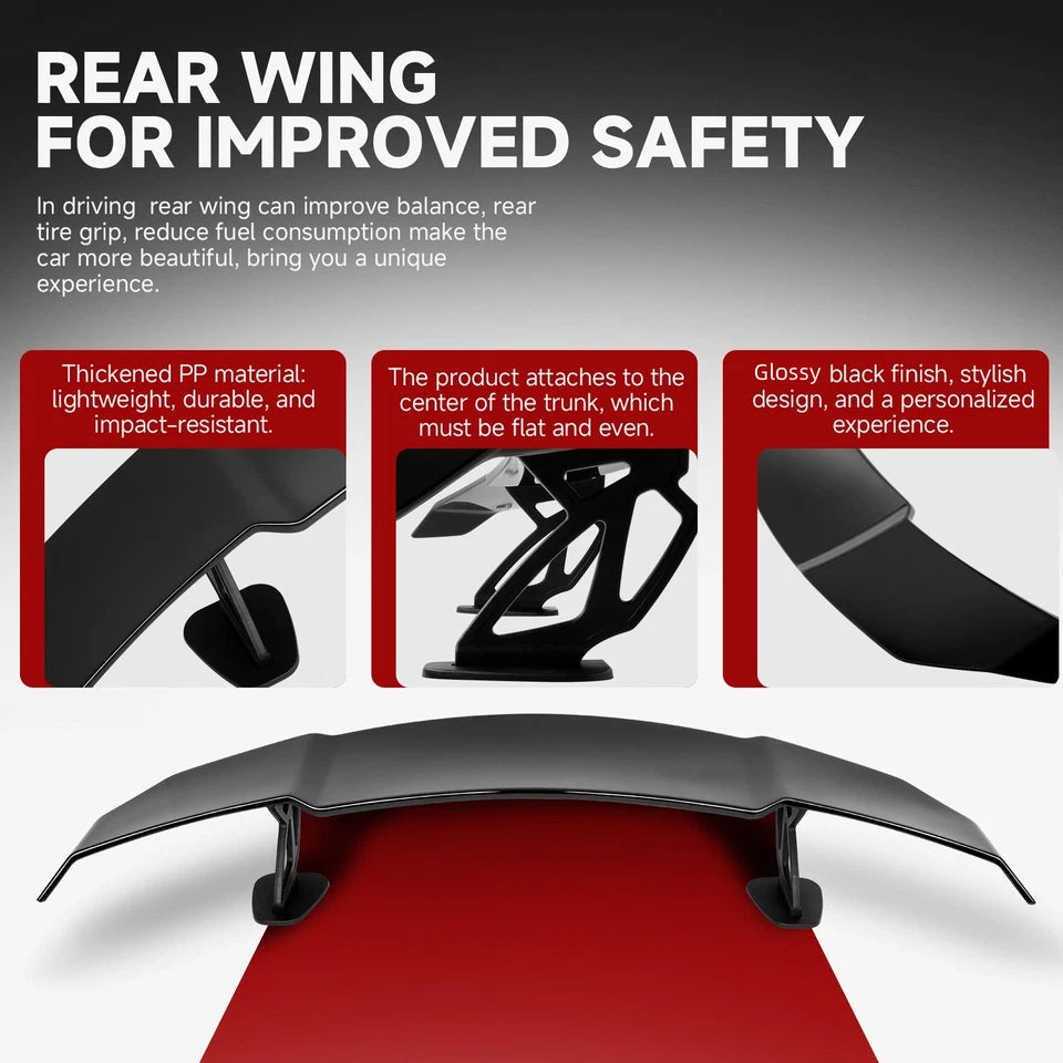 55"x8" Glossy Black GT STYLE Rear Trunk Wing Spoiler For Honda Civic Coupe 06-11