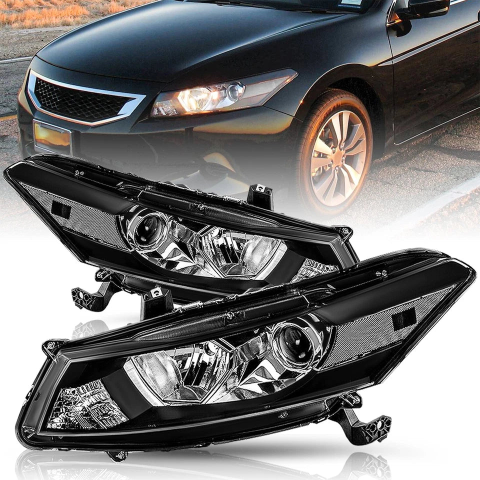 For 2008-2012 Honda Accord Coupe Projector Halogen Headlights Assembly Pair