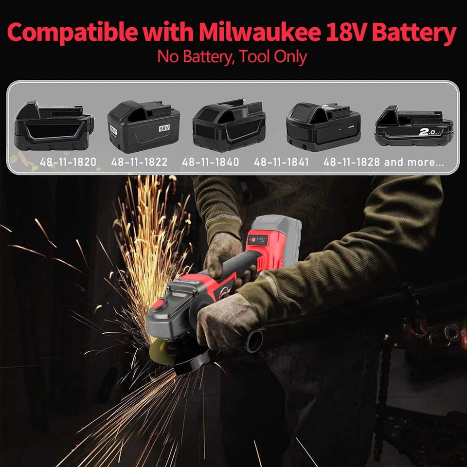 Cordless Brushless 4-1/2 Angle Grinder for Milwaukee 18V Battery 11000 RPM Tool