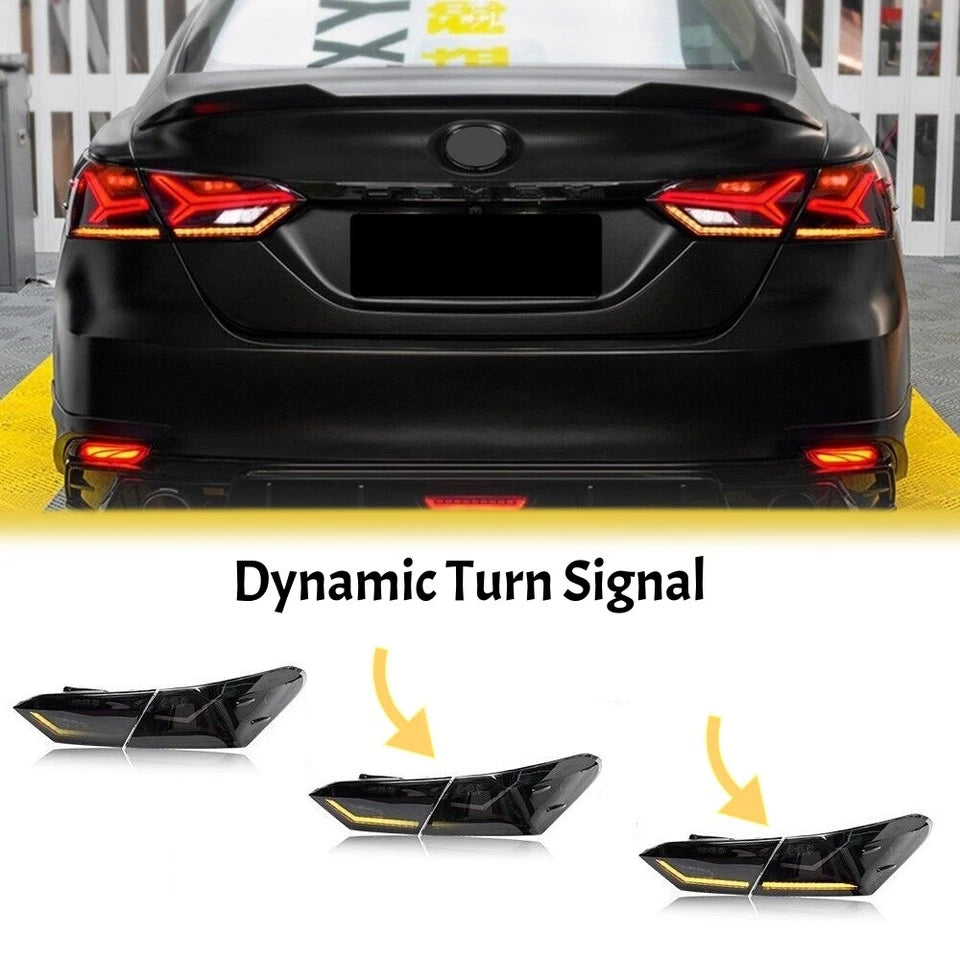 Smoked LED Tail Lights for Toyota Camry 2018-2024 Sedan W/ Sequential Assembly