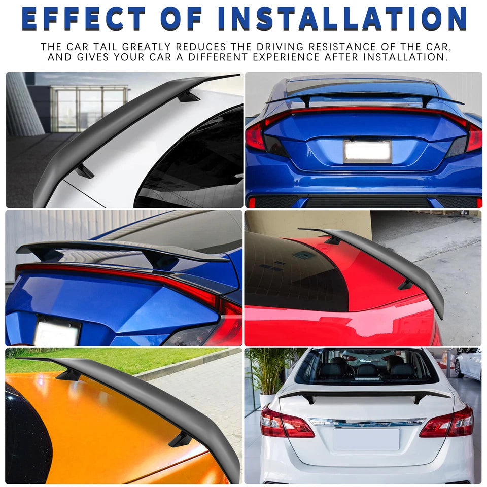 46" GT Style Gloss Black Rear Trunk Spoiler Wing For Honda Civic SI Coupe Sedan