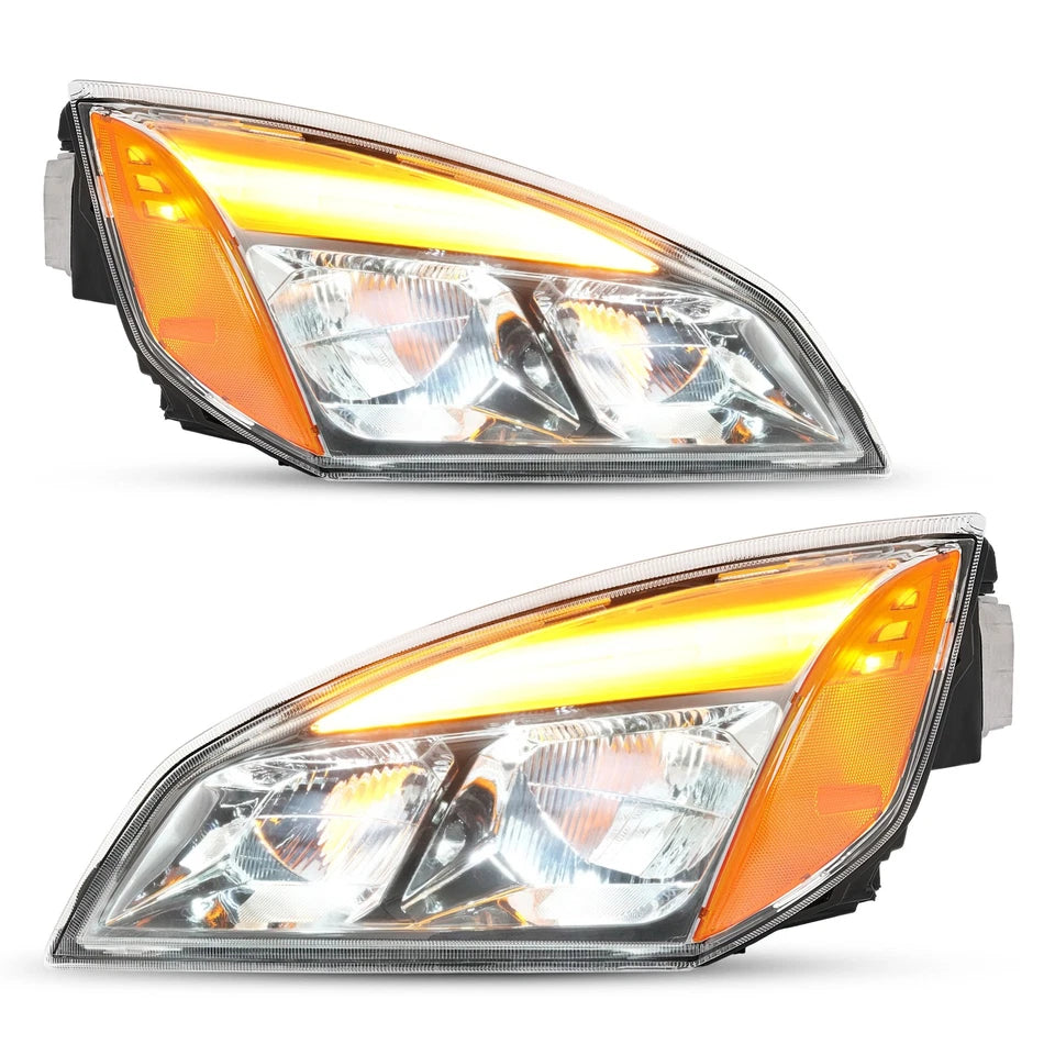 For Freightliner Cascadia 2018-2025 2022 23 Full LED Chrome Headlights Headlamps