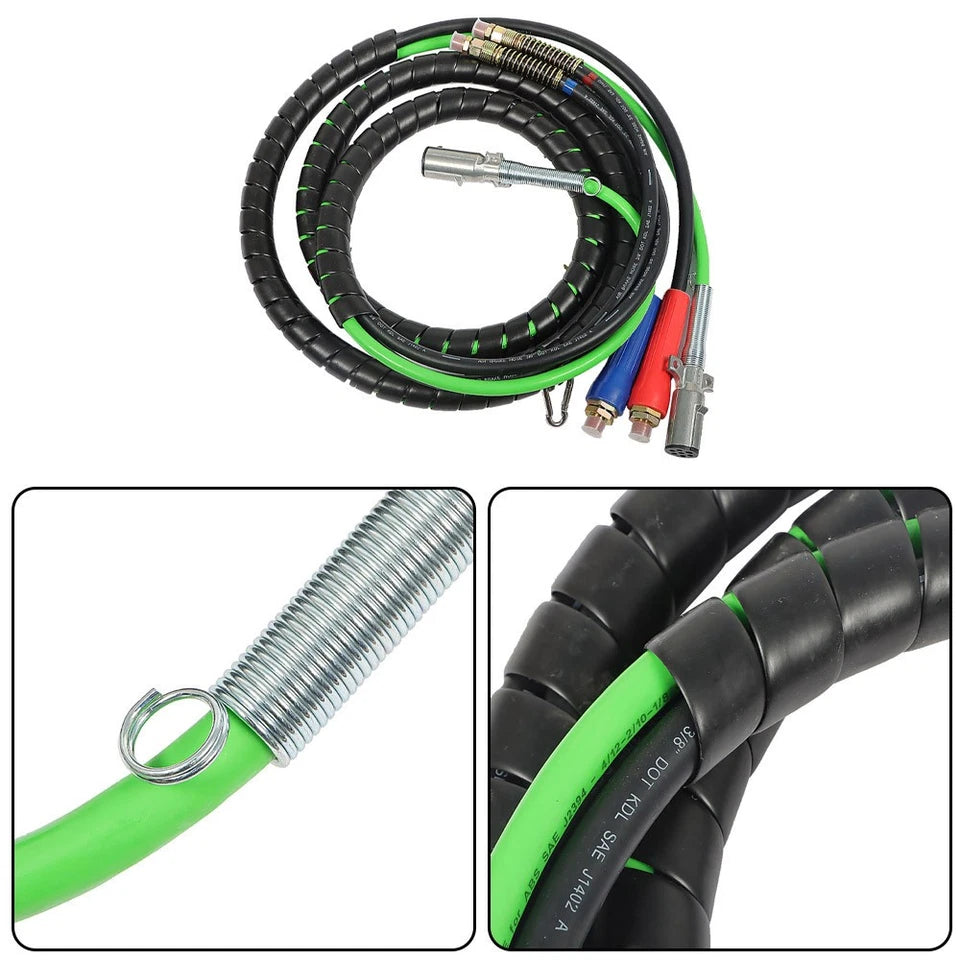 15FT 3-in-1 Wrap Set Air Line Hose（ w/Accessorie） For Semi Truck Trailer