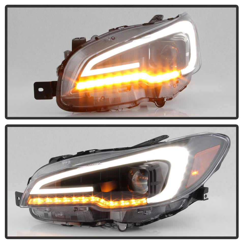 For 2015-2021 Subaru WRX STI Black LED Sequential Signal Projector Headlights