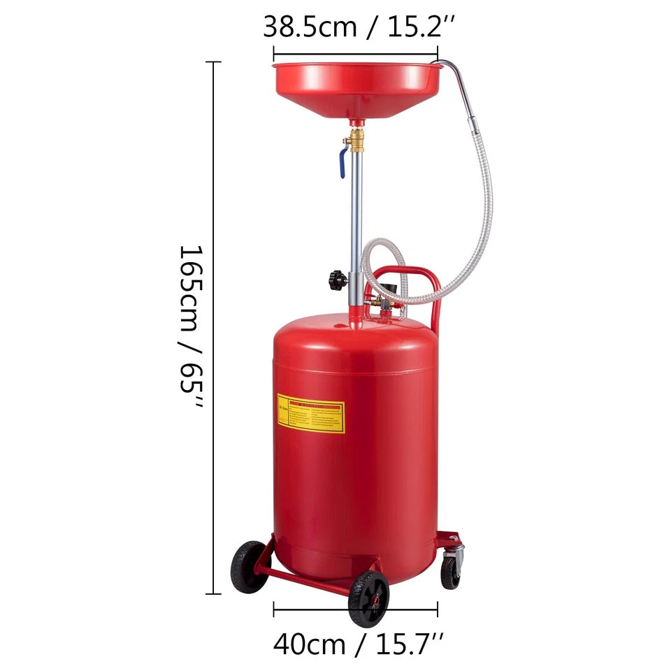 Waste Oil Drain Tank Portable Oil Drain 20 Gallon Air Operate Drainer
