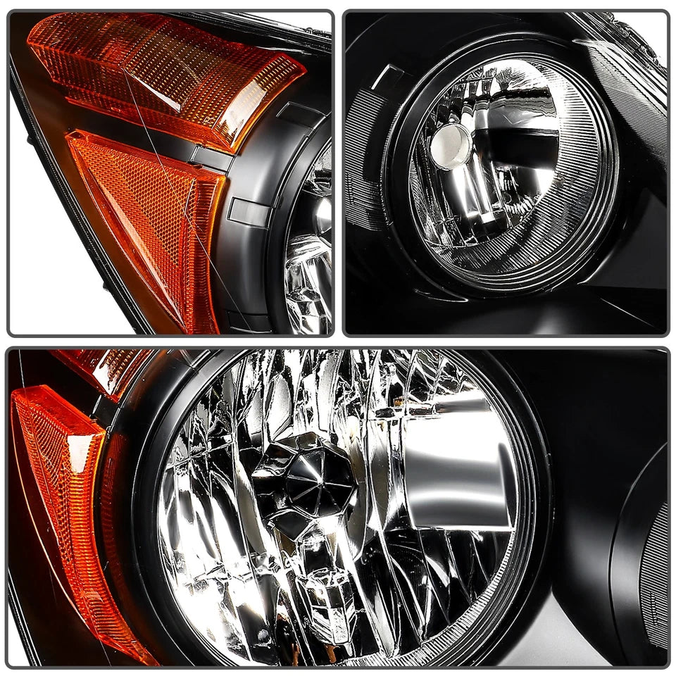 For Pair Headlight Assembly Honda Odyssey 3.5L 2005-2010 Black Housing