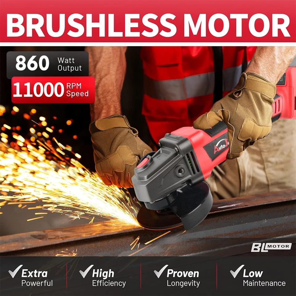 Cordless Brushless 4-1/2 Angle Grinder for Milwaukee 18V Battery 11000 RPM Tool