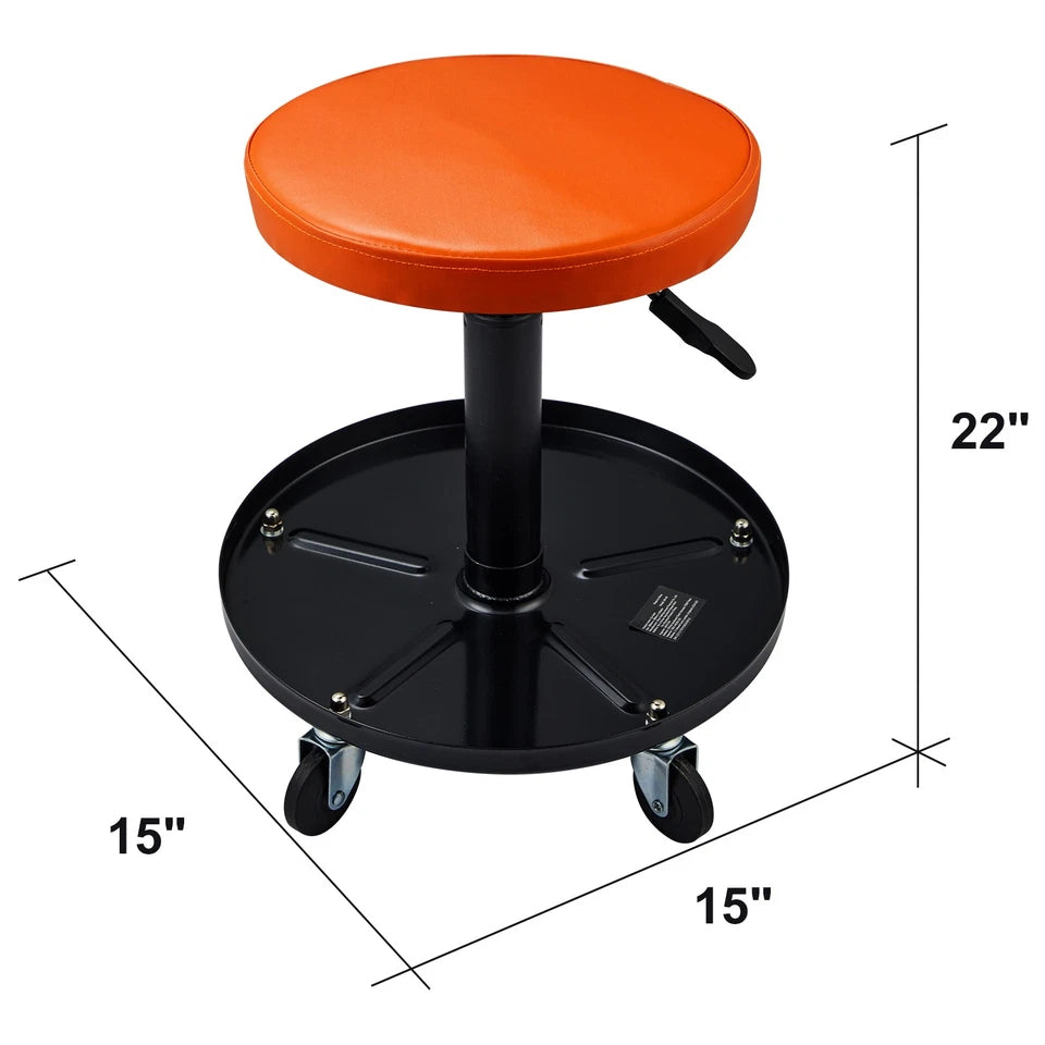 Adjustable Mechanics Rolling Creeper Seat Stool Tool Tray for Shop Garage