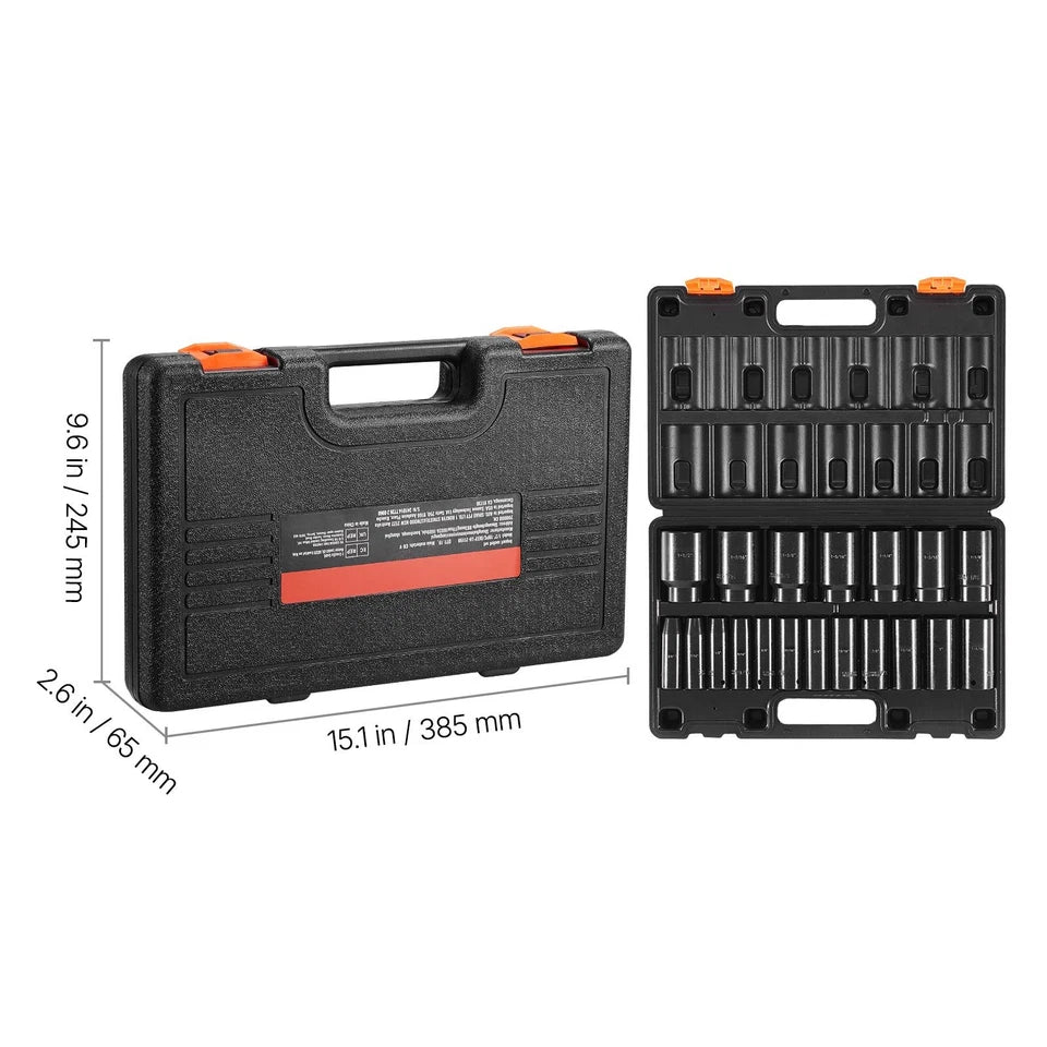 Impact Socket Set Deep 1/2 in for Trucks RVs