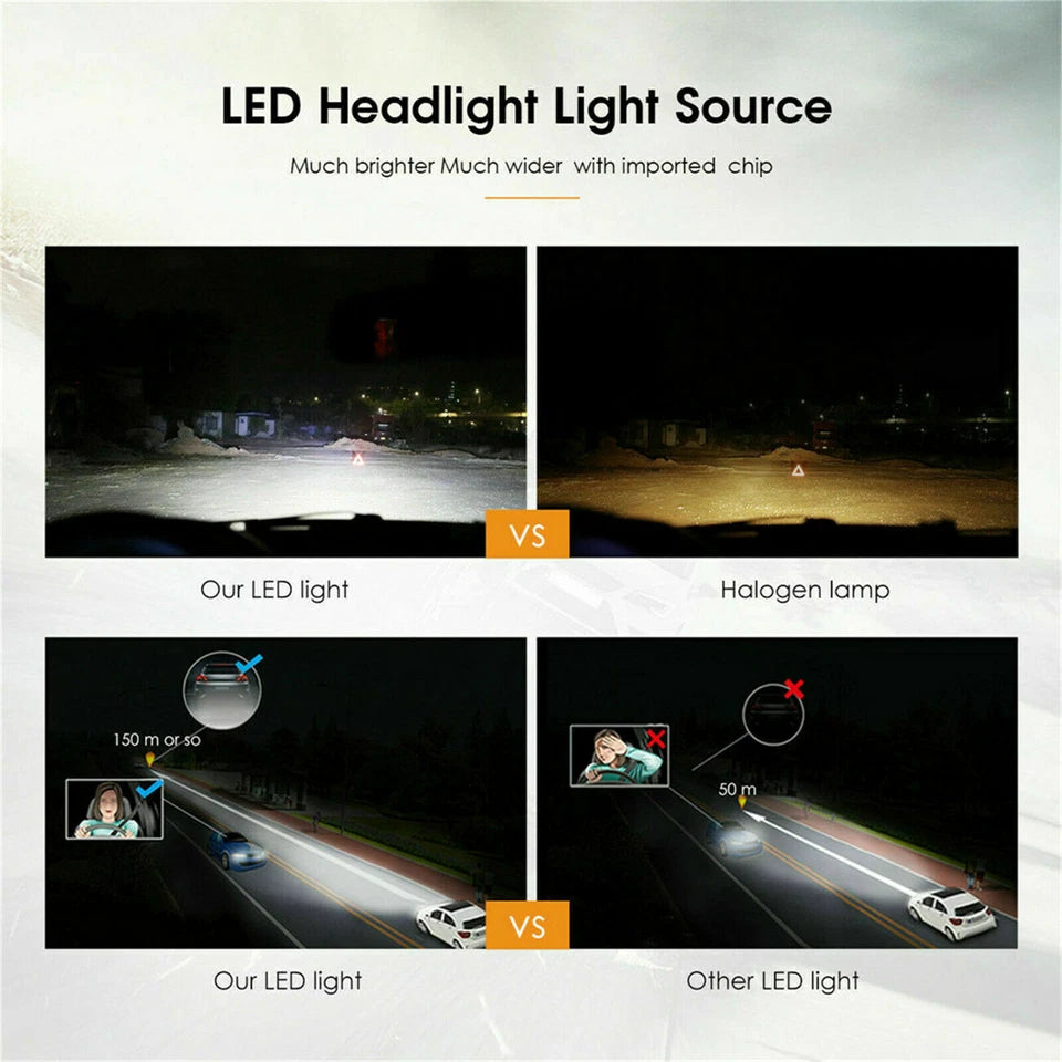 H11 9005 LED Headlight KIT Combo Bulbs 10000K High&Low Beam Super Bright White
