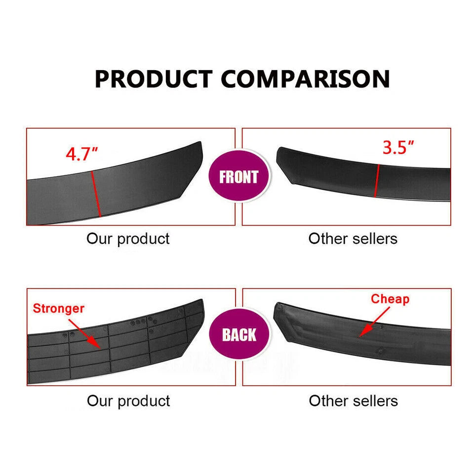 For Hyundai Elantra Black Front Bumper Lip Spoiler Splitter+Side Skirt+Rear Lip