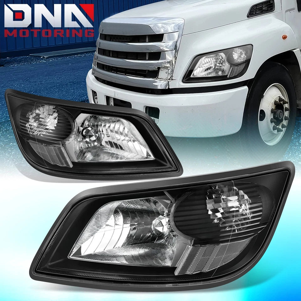 For 2006-2019 Hino 145 165 185 258 268 338 258ALP 268A Headlights Black/Clear