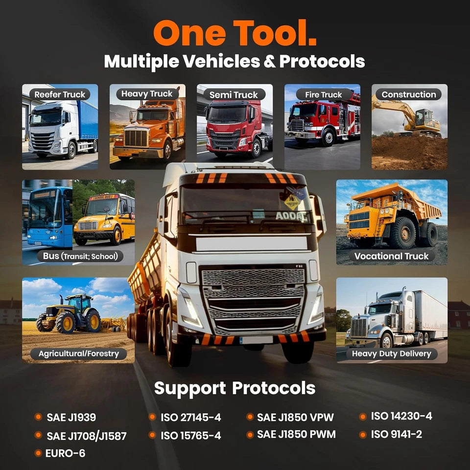 24V Semi Truck Diagnostic Tool All System Diesel Scanner Code Reader Free Update