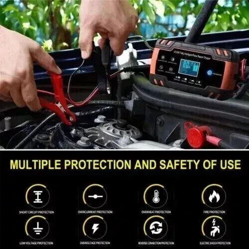 Car Battery Charger Heavy Duty 12V/24V Smart Automatic Intelligent Pulse Repair