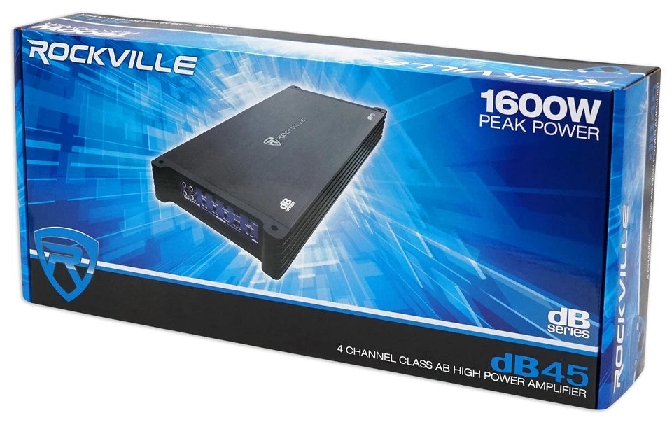 Rockville dB45 3200 Watt/800w RMS 4 Channel Amplifier Car Stereo Amp, Loud!!