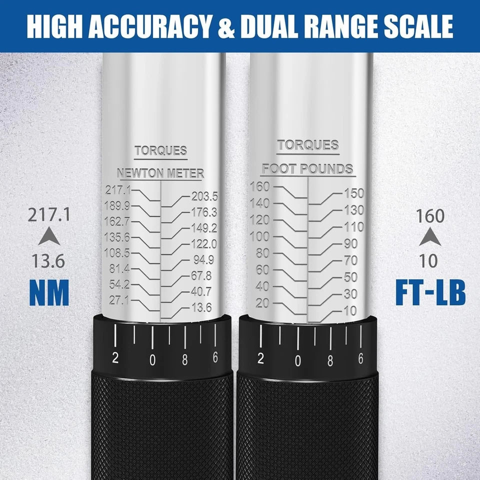 Durable 1/2-Inch Torque Wrench Set with Calibration Certificate and Accessories