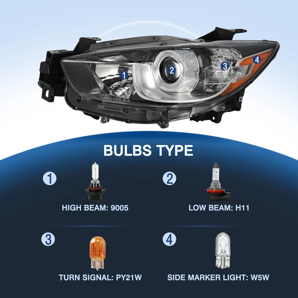 For 2013 2014 2015 2016 Mazda CX-5 CX5 Factory Halogen Headlight Lamp Pair LH+RH