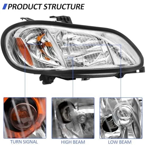 Headlight Assembly Compatible with 2004-2013 Freightliner M2 106 M2 112, Pair