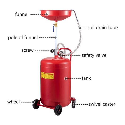 Waste Oil Drain Tank Portable Oil Drain 20 Gallon Air Operate Drainer
