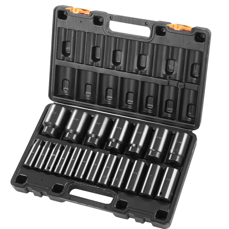 Impact Socket Set Deep 1/2 in for Trucks RVs