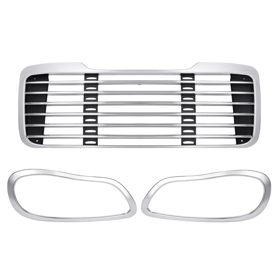 For Freightliner M2 106 112 2002-2022 Chrome Front Grille w/ Headlight Bezel Set