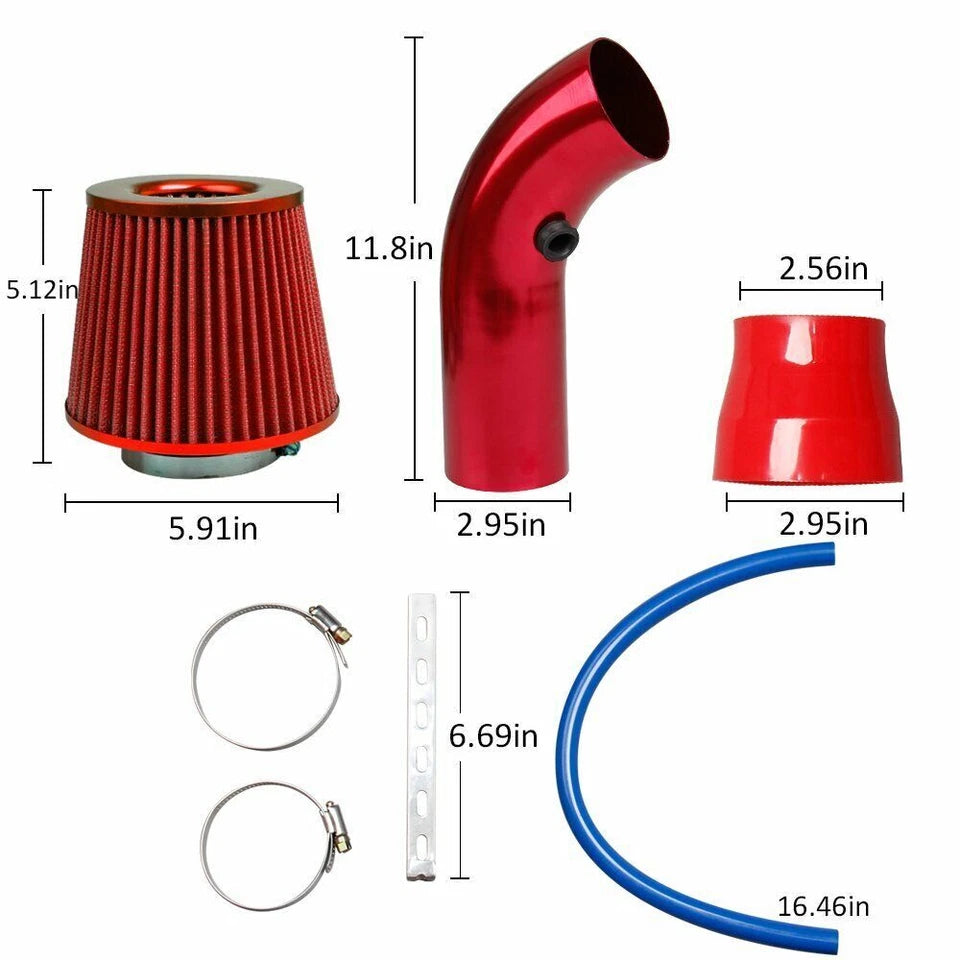 3inch Cold Air Intake Filter Pipe Induction Kit Power Flow Hose System Car Parts