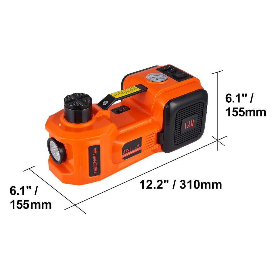 Electric Car Jack w/Tire Inflator Pump 5 Ton 12V Hydraulic Car Floor Jack Kit