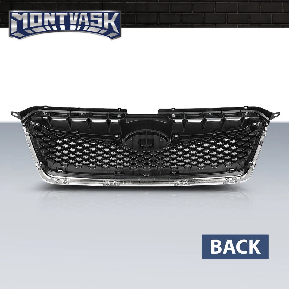 Front Bumper Upper Grille Grill w/ Chrome Trim Fit For 2012-2016 Subaru Impreza