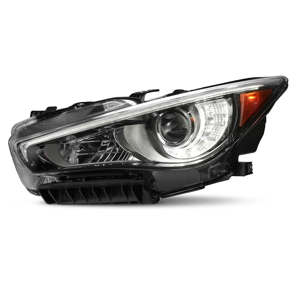 For 2014-2022 Infiniti Q50 LED Headlight w/o AFS Chrome w/LED DRL Driver Side