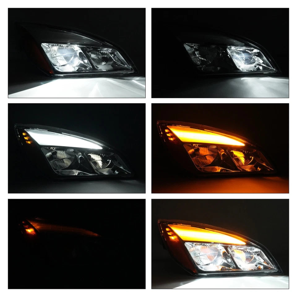For Freightliner Cascadia 2018-2025 2022 23 Full LED Chrome Headlights Headlamps