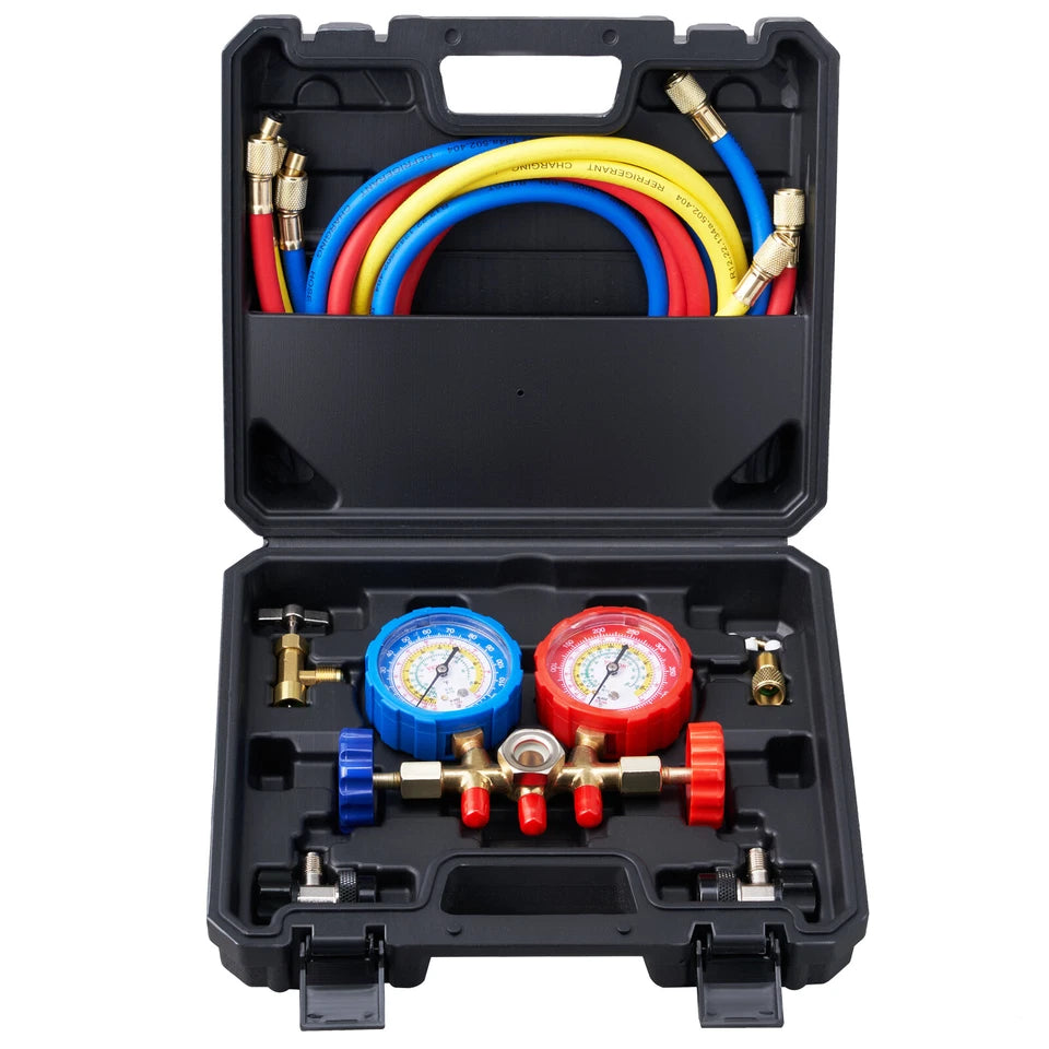 AC Manifold Gauge Set 3-Way Fit R134A R12 R502 Refrigeration Charging