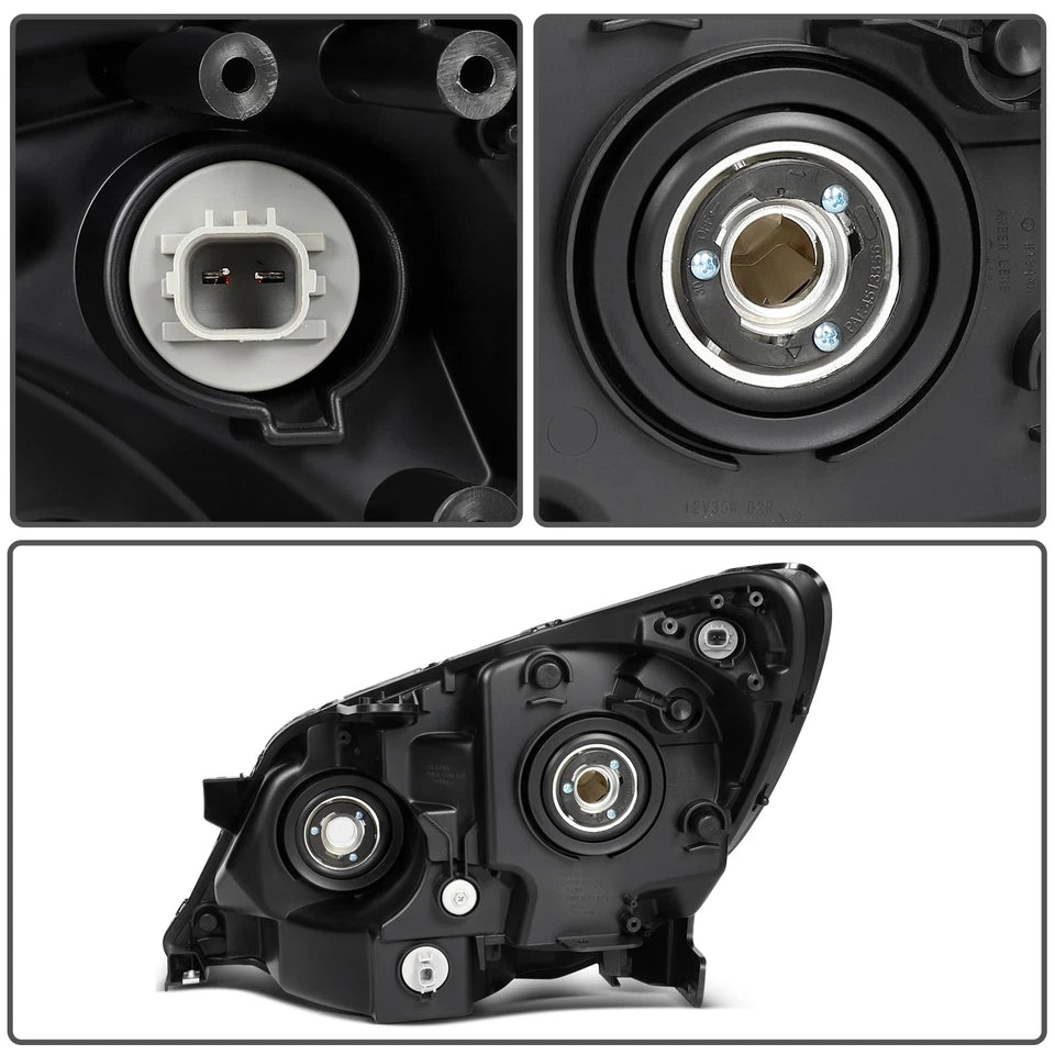 For Pair Headlight Assembly Honda Odyssey 3.5L 2005-2010 Black Housing