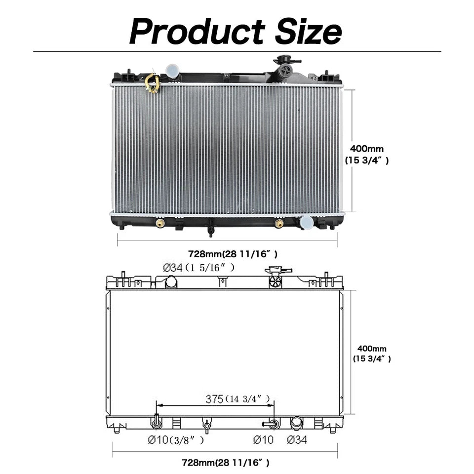 Radiator 2437 for 2002-2006 Toyota Camry Base LE XLE SE 2004-2008 Solara 2.4L