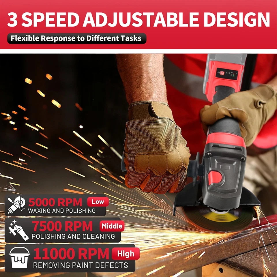 Cordless Brushless 4-1/2 Angle Grinder for Milwaukee 18V Battery 11000 RPM Tool