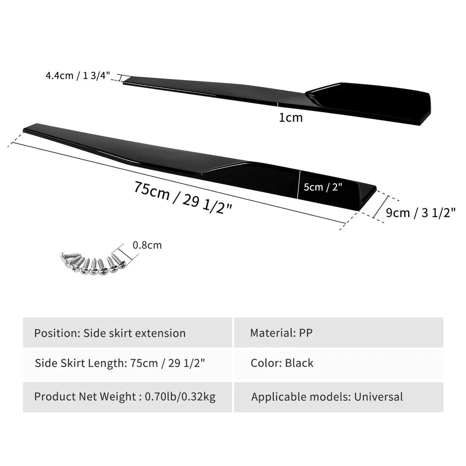 For Hyundai Elantra Black Front Bumper Lip Spoiler Splitter+Side Skirt+Rear Lip