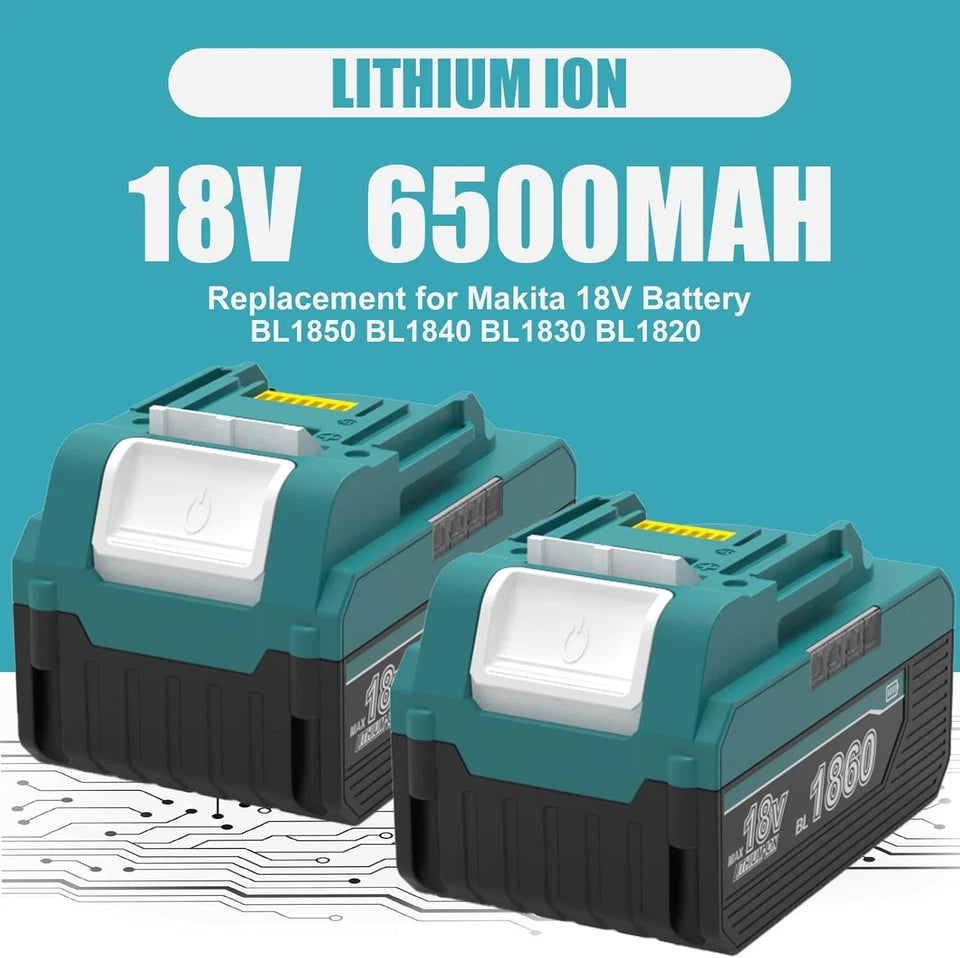 2PACK 18V For Makita 6.5Ah Lithium-Ion LXT Battery BL1830 BL1850 with Charger