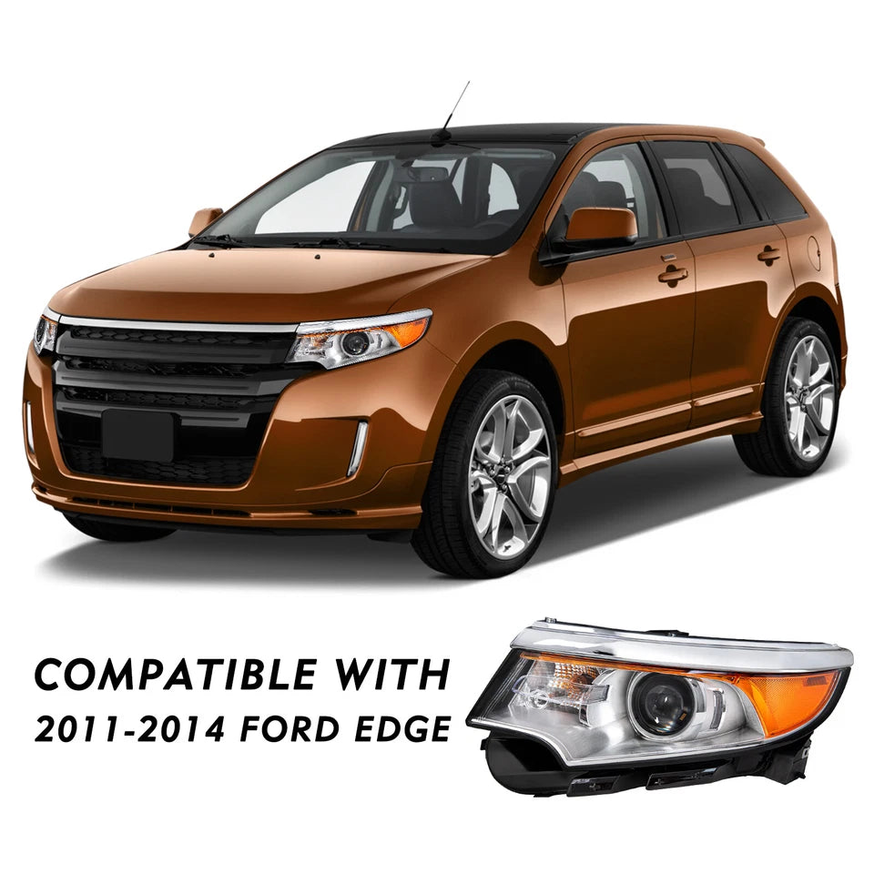 For Ford Edge 2011-2014 Projector Headlights Lamps Left+Right 5 Plugs w/Bulbs