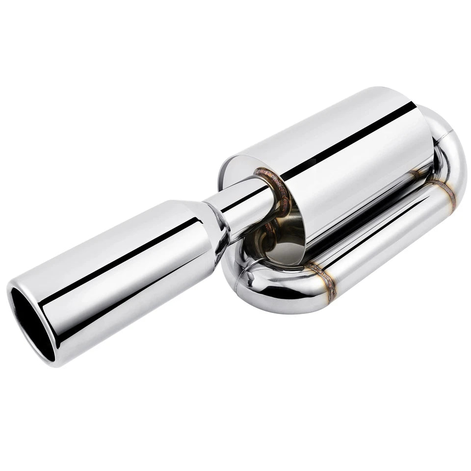 JDM Twin Loop Exhaust Muffler 2.5" Inlet 4.0" Tip Chrome For Honda Accord Sport