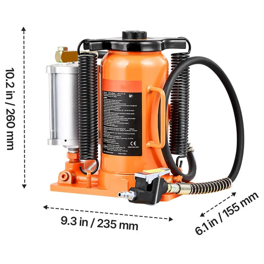 Air Hydraulic Bottle Jack 20 Ton (44092 lb) for Vehicle Maintenance