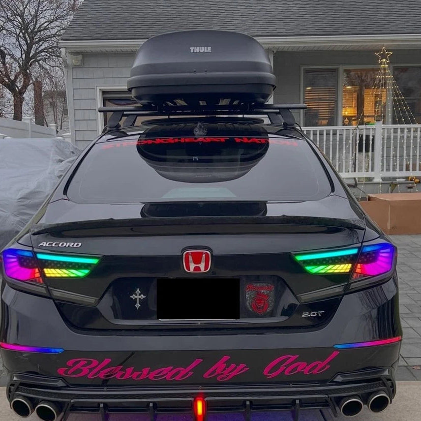 Fits 2018-2022 10th Gen Honda Accord Sedan RGB LED Tail Lights Smoked Assembly