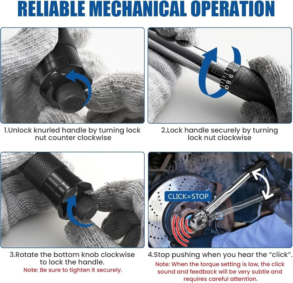 Durable 1/2-Inch Torque Wrench Set with Calibration Certificate and Accessories