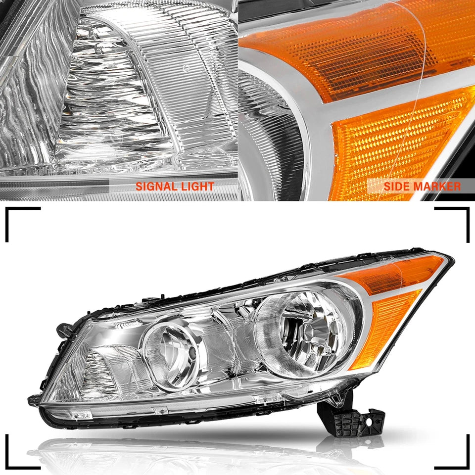 For 2008-2012 Honda Accord 4-Door Sedan Headlights Replacement 08-12 Lamps Pair