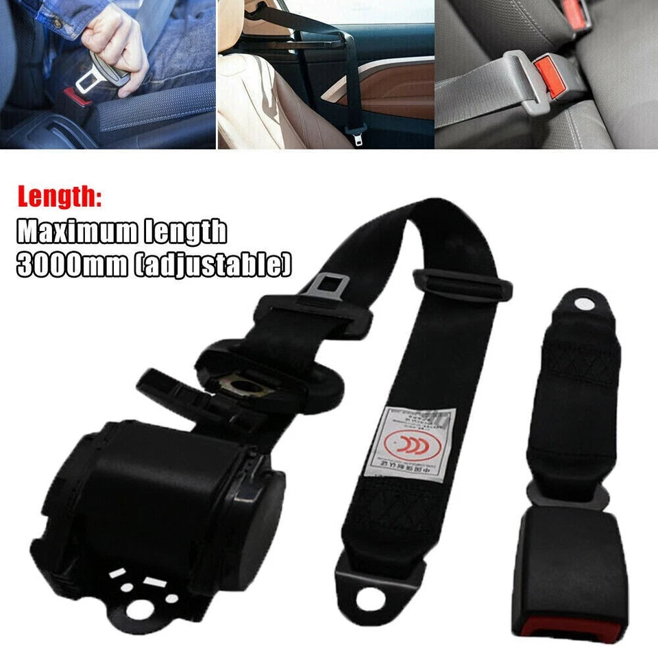 2Pack Universal Lap 3 Point Retractable Seat Belt Adjustable Car Safety Belts