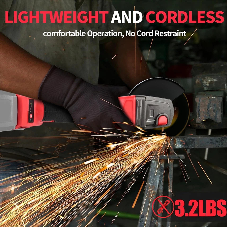 Cordless Brushless 4-1/2 Angle Grinder for Milwaukee 18V Battery 11000 RPM Tool