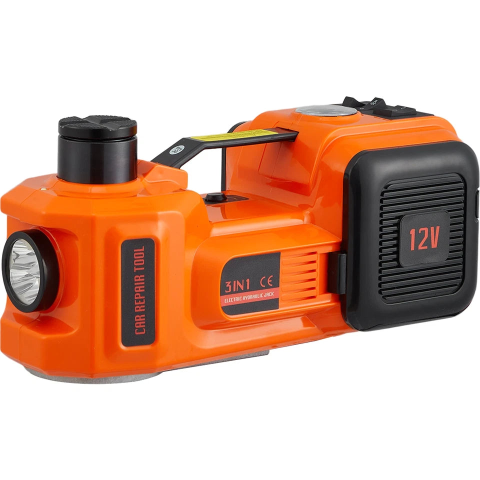 Electric Car Jack w/Tire Inflator Pump 5 Ton 12V Hydraulic Car Floor Jack Kit