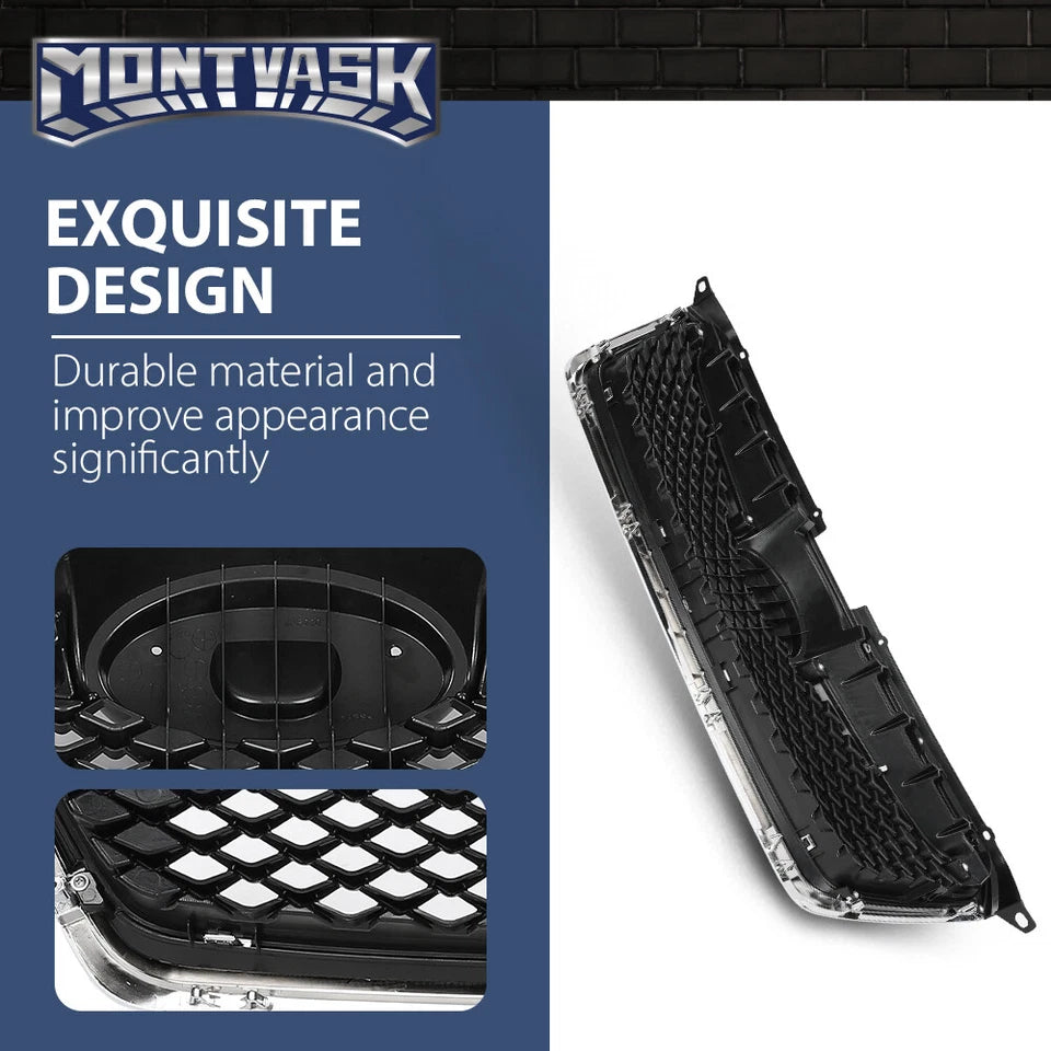 Front Bumper Upper Grille Grill w/ Chrome Trim Fit For 2012-2016 Subaru Impreza