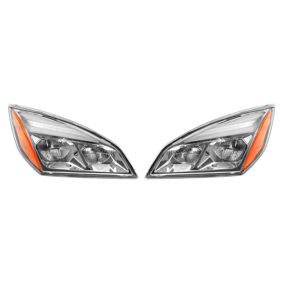 For Freightliner Cascadia 2018-2025 2022 23 Full LED Chrome Headlights Headlamps